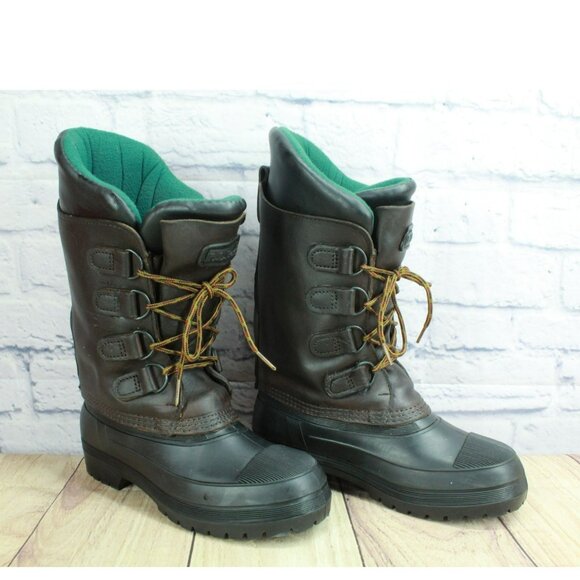 LL Bean Women’s Brown Leather Waterproof Insulated Duck Boots Size 7 - Picture 3 of 9